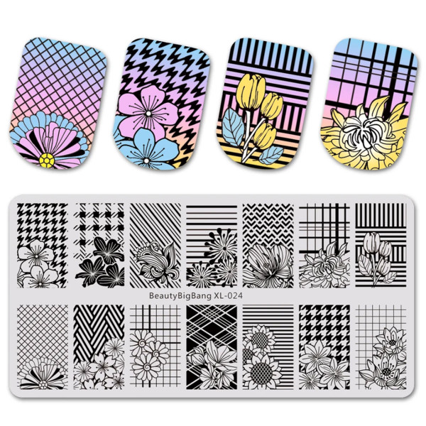 Blume Stamping Schablone Beauty 24