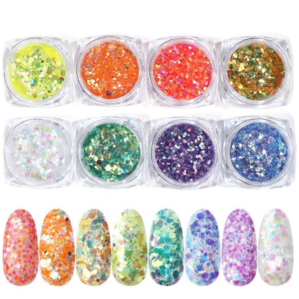 8er Glitter Mix Neon bunt