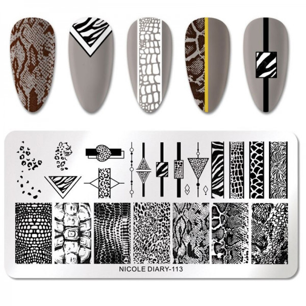 Tiermuster Stamping Schablone Nailart Nageldesign