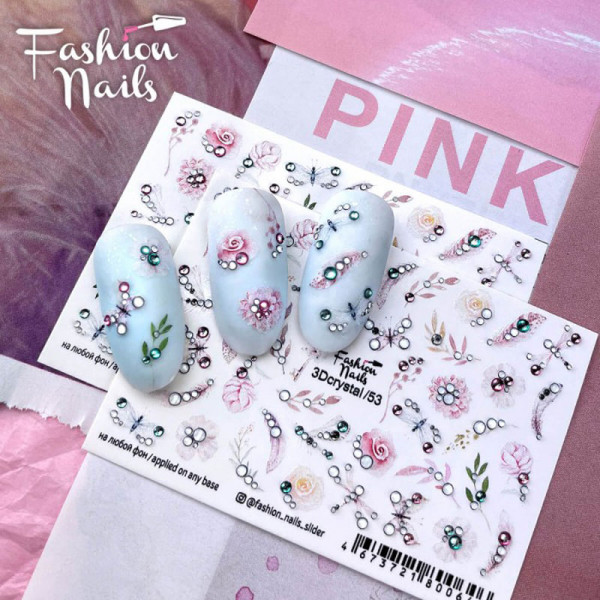 Blumen 3D Crystal Nail Slider nailart