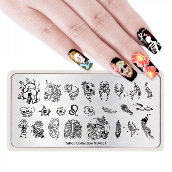 Totenkopf Stamping Schablone für Nageldesign