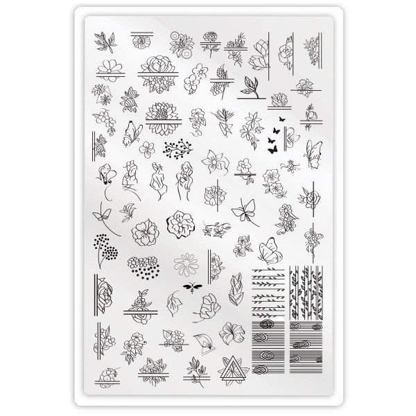 XXL Stamping Schablone Blume Geometrisch