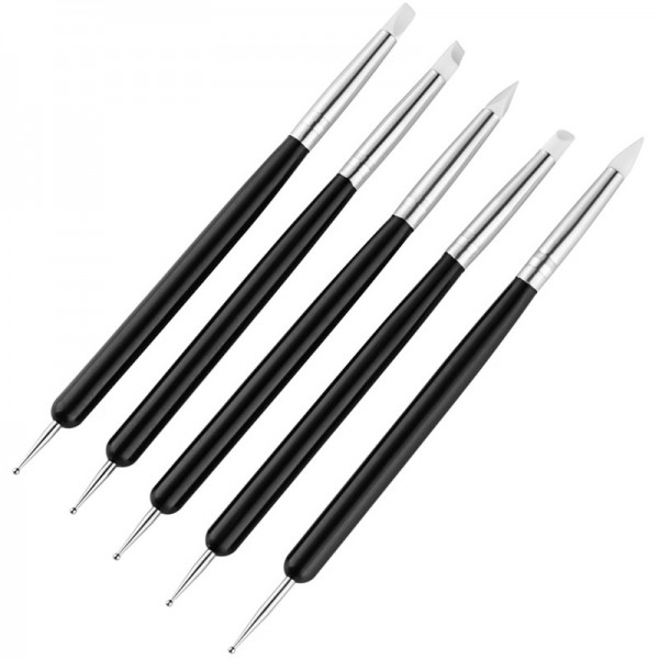 5 Silikon Pinsel Schwarz Set für Nailart