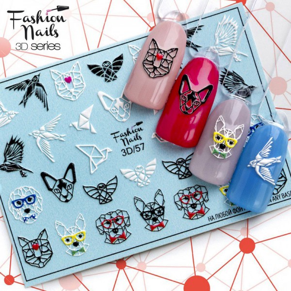 3D Nail Slider 57 Geometrisch Tiere Hund