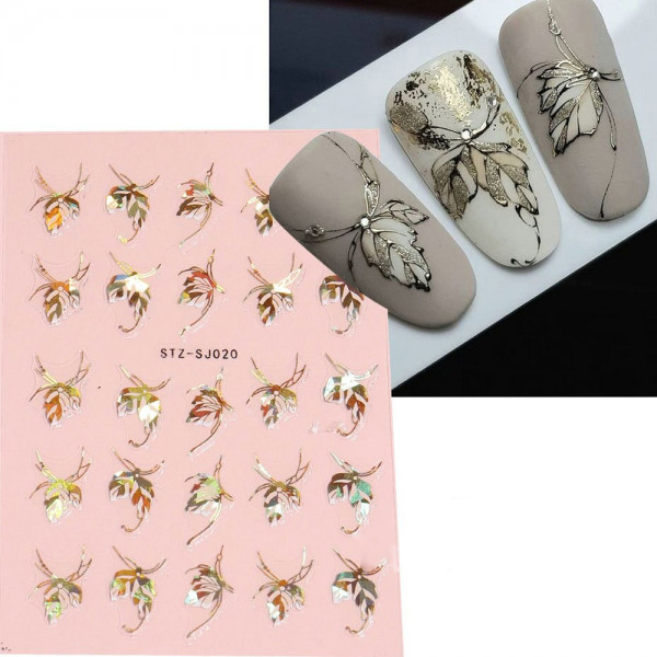 Holo Blätter Nail Sticker für Nageldesign