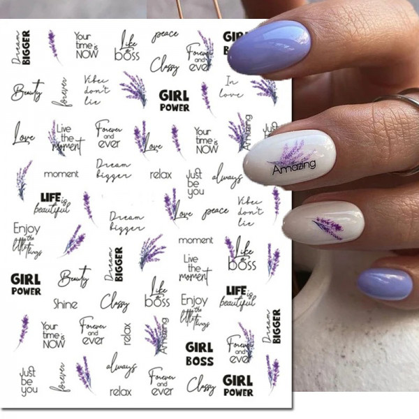 Nail Sticker schrift lavendel