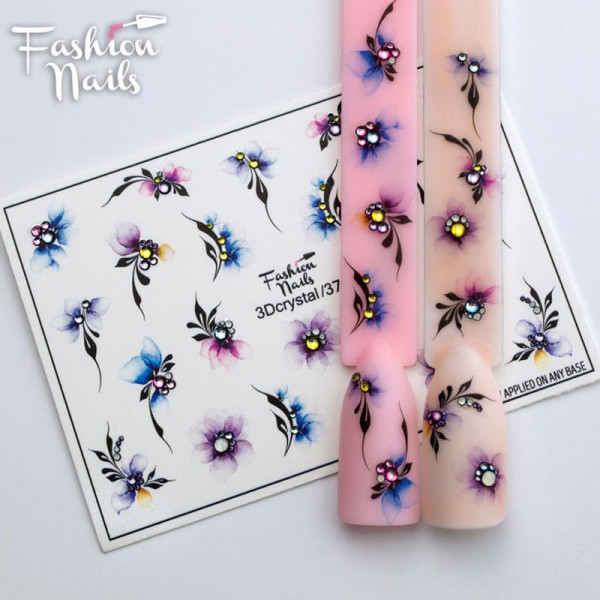 3D Crystal Slider 37 Fashion Nails Blumen Frühling Nailart