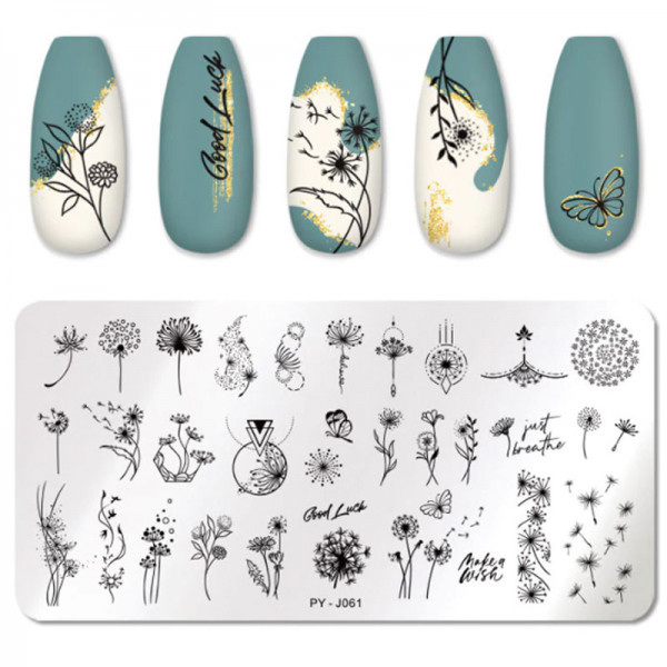 Pusteblume Stamping Schablone Nailart