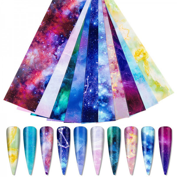 10 Transferfolien Galaxy Nailart Folie