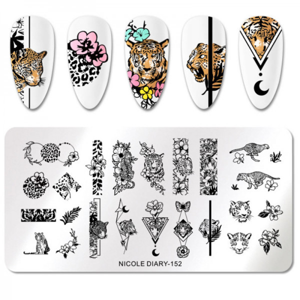 Tiger Stamping Schablone Nailart Nageldesign