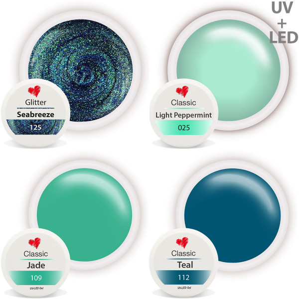 Farbgel Set Grün Teal Green Nailart