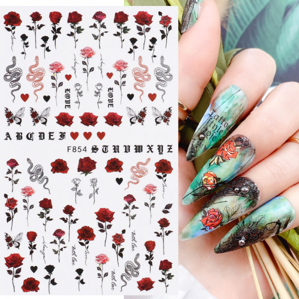 Rosen Nail Sticker für Nageldesign