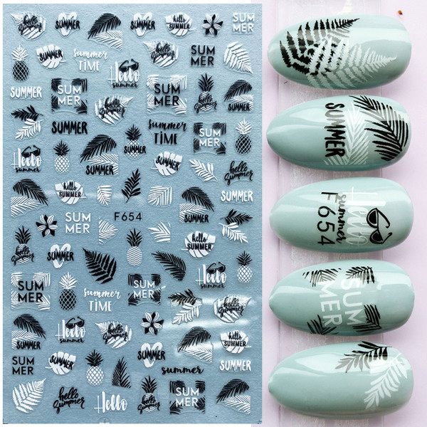 Nail Sticker Summer Nailart schwarz weiss