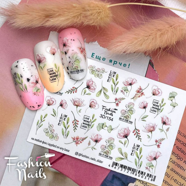 Rosen 3D Nail Slider für Fingernägel