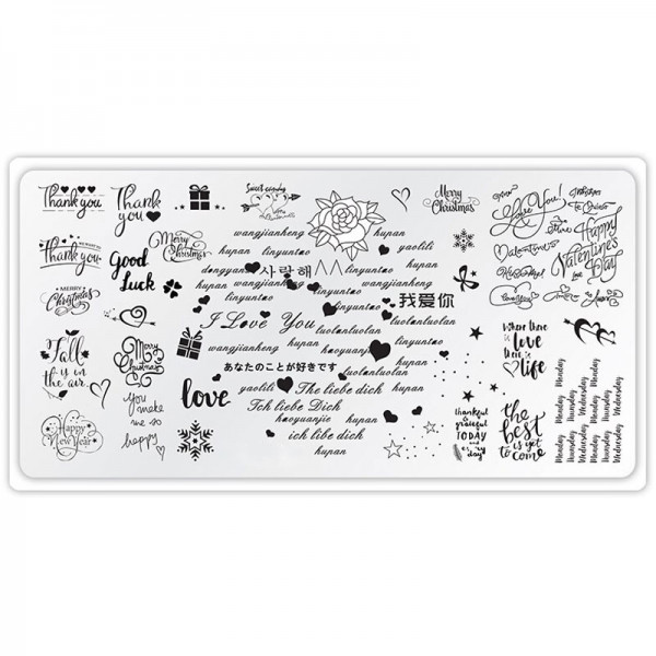 Stamping Schablone Schrift nailart love