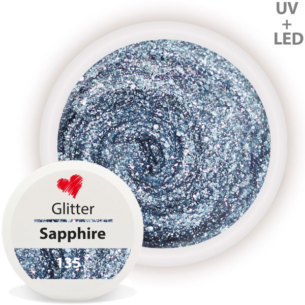 Glitter Farbgel Sapphire Blau 5ml Nailart UV-Gel Modellage