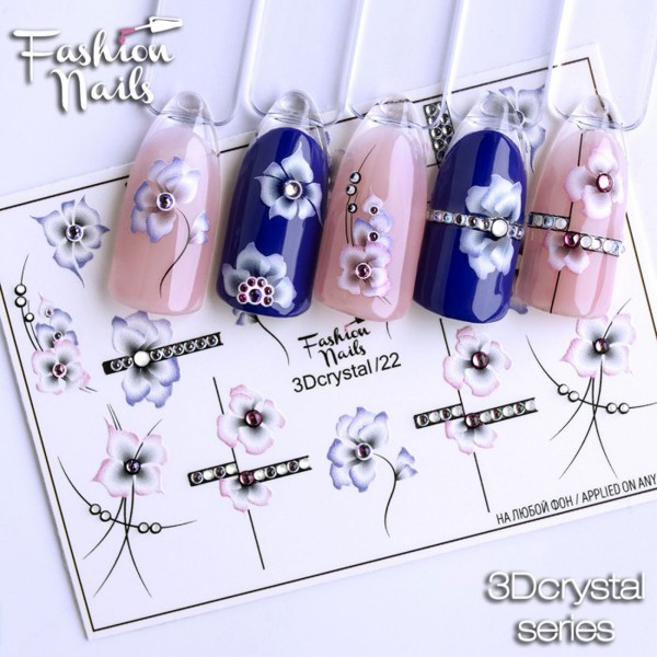 3D Crystal Nail Slider Strass Blumen Frühling