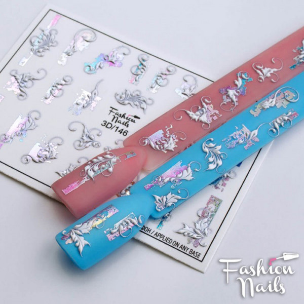 3D Nail Slider 146 Schnörkel silber