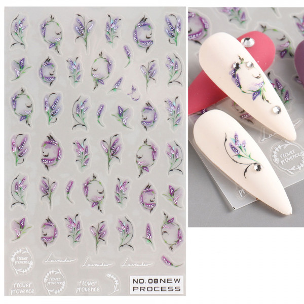 Lavendel Blumen Nail Sticker für Nageldesign