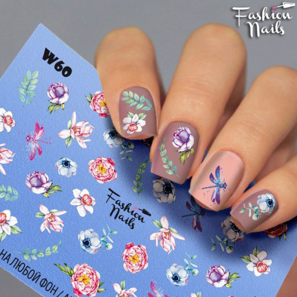 Blumen Slider Fashion Nails Sommer Bunt Design