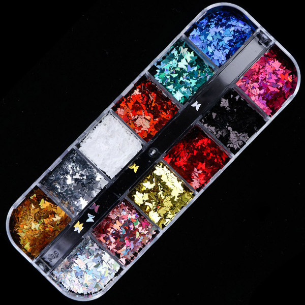 Schmetterling Glitzer Box Frühling Nails