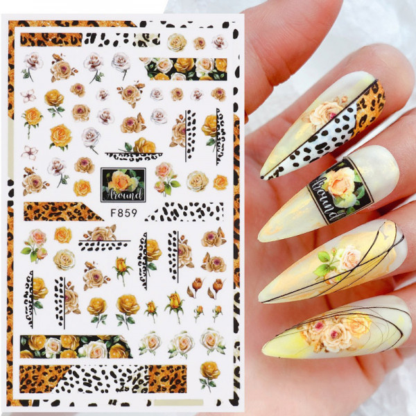 Rosen Leo Nail Sticker für Nageldesign