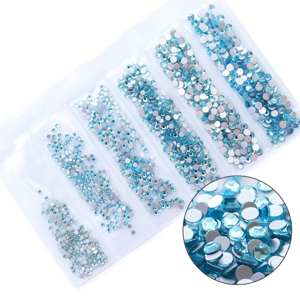 Glas Strass Steine Aquamarine Mix Nailart