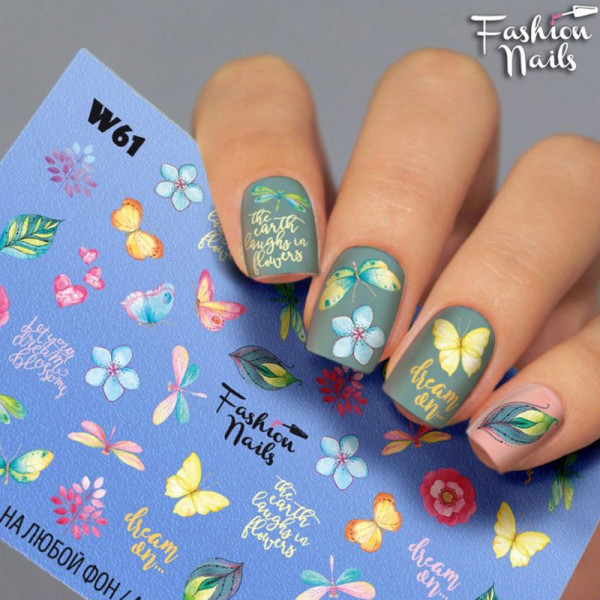 Blumen Slider Fashion Nails Sommer Bunt Design