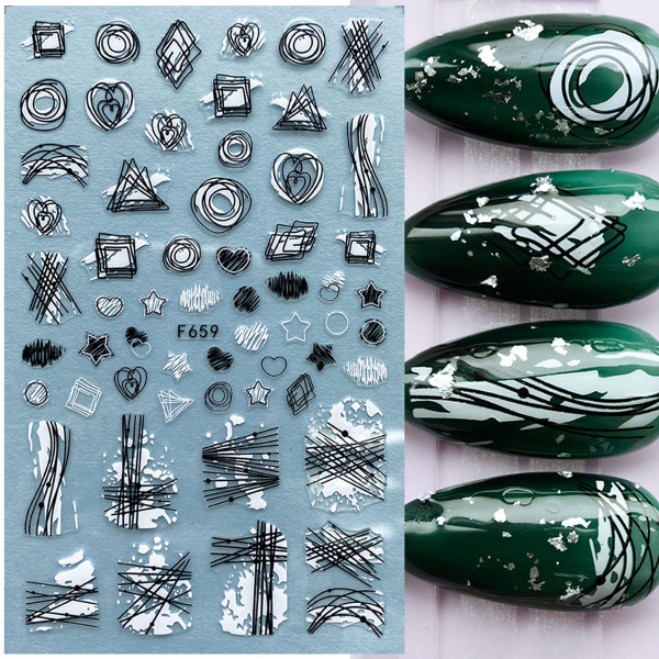 Nail Sticker Abstrakt Nailart Weiss Schwarz