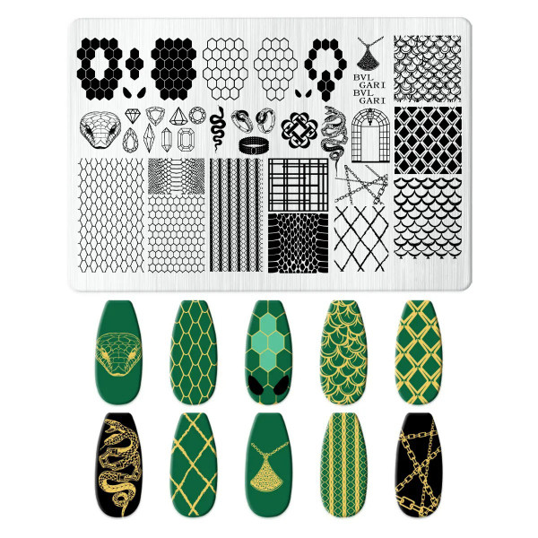 XXL Stamping Schablone Schlange stempel platte snake nailart