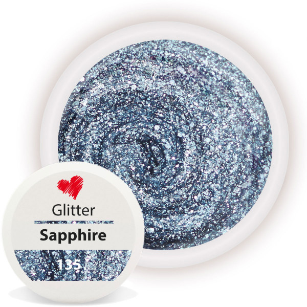 Glitter Farbgel Sapphire Blau 5ml Nailart UV-Gel Modellage