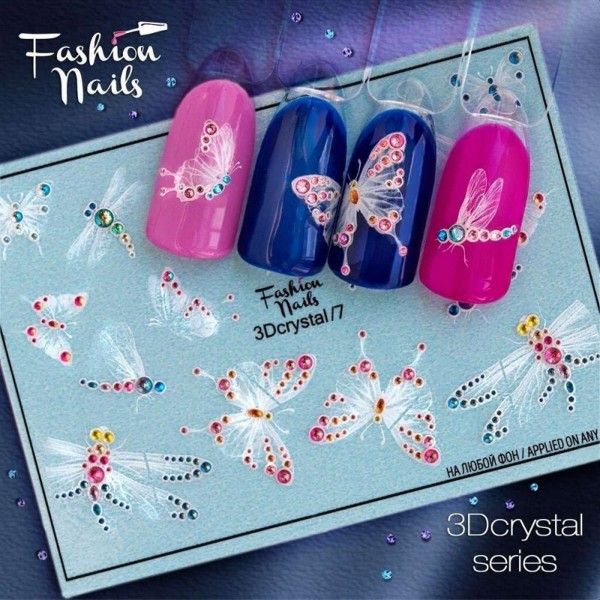 3D Crystal Nail Slider mit Schmetterling