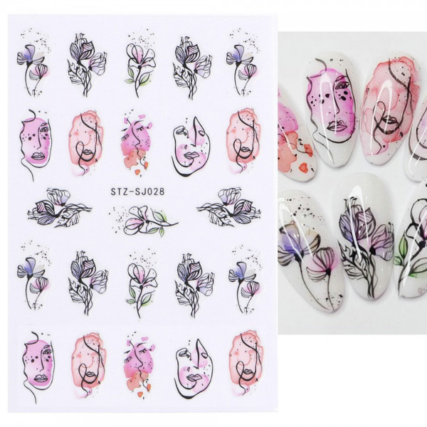 Gesichter Abstrakt Nail Sticker für Nageldesign