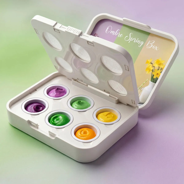 Lovenails Ombre Spring Box mit 6 Frühlingsfarben und integriertem Netz-System