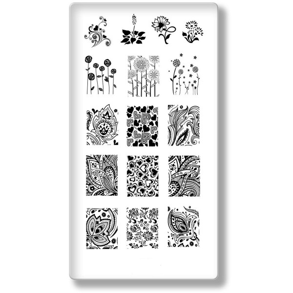 Stamping Schablone Blume Frühling Platte