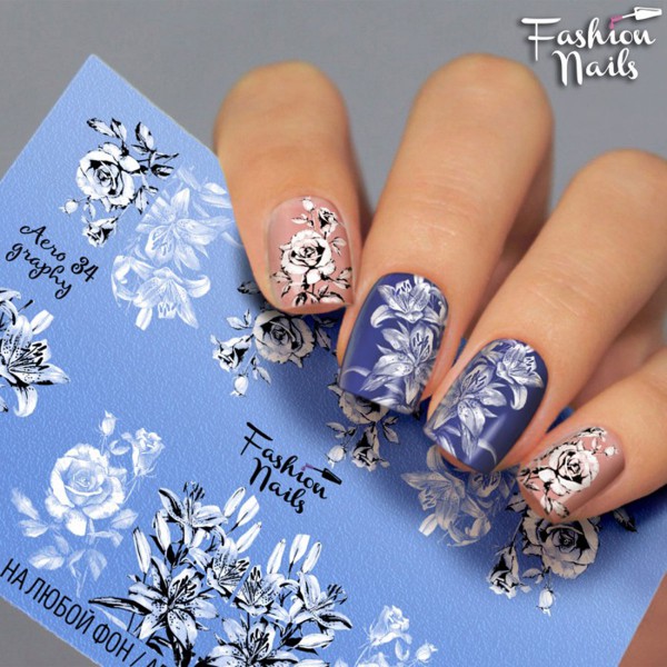 Airbrush Nail Slider Rose Blumen Frühling