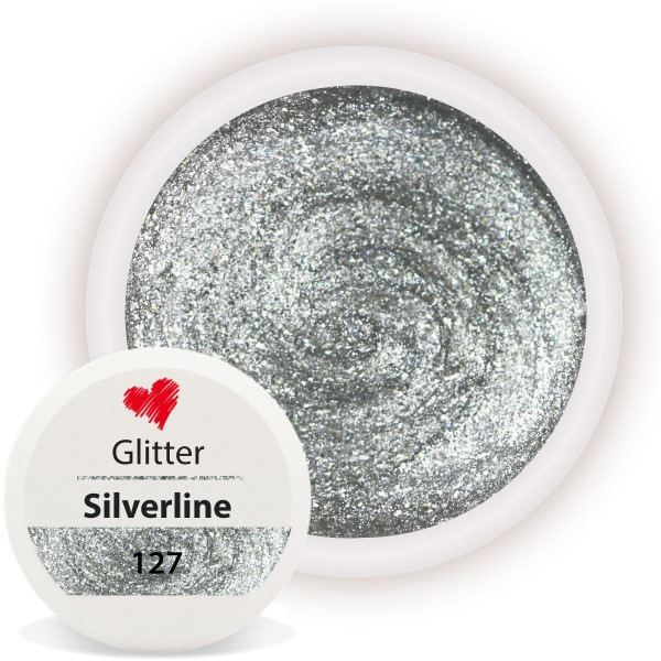 Glitter Farbgel Silverline Silber nailart