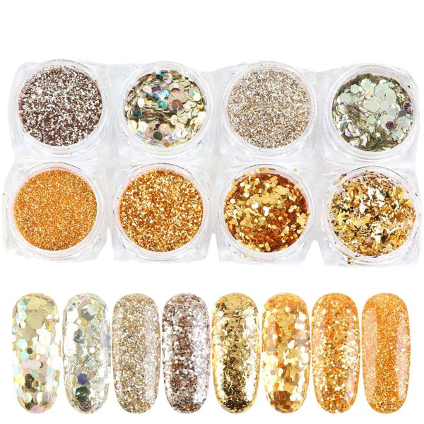 8er Holo Glitter Mix Gold Weihnachten