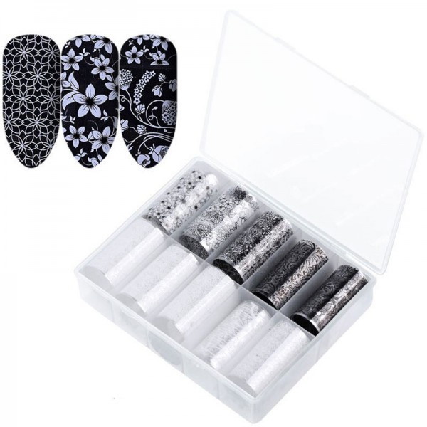 Transferfolien Box Blumen Schwarz Weiss