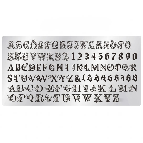 Stamping schablone buchstaben für nageldesign