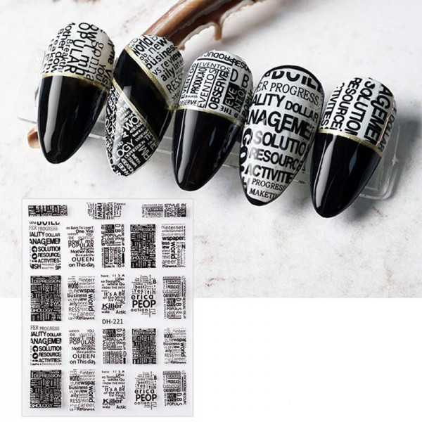 Zeitung Nail Sticker naildesign Buchstaben