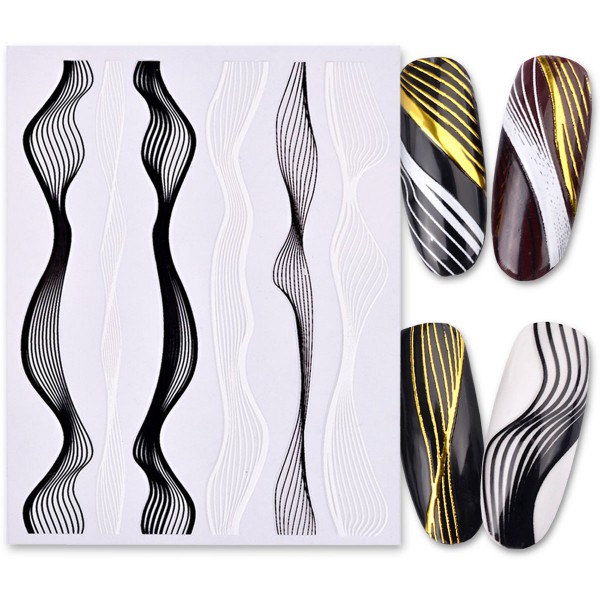 3D Nail Sticker Fäden Schwarz