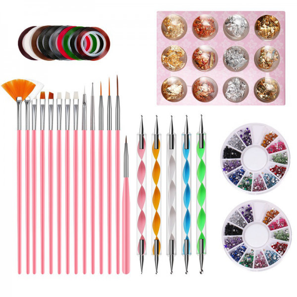 Nailart Set pinsel strass zierstreifen
