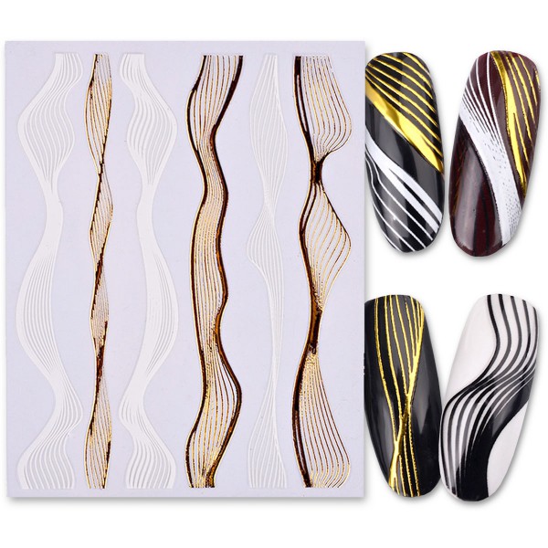 Nail Sticker Fäden Gold