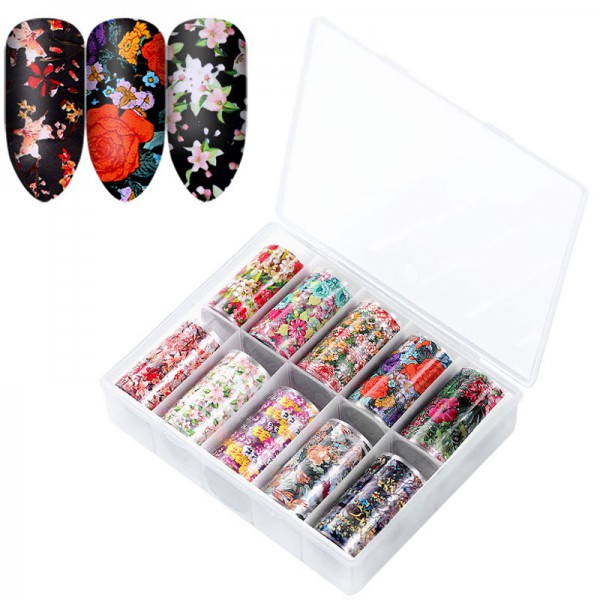 Transferfolien Box Blumen Nailart