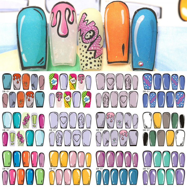 Comic Nailart Tattoo Sets für Nageldesign