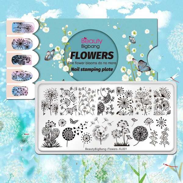 Stamping Schablone Flowers Blumen Nailart