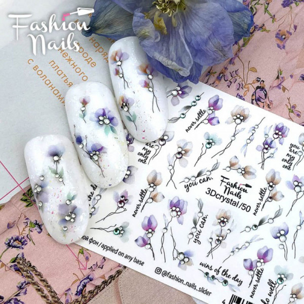 Blumen 3D Crystal Nail Slider nailart