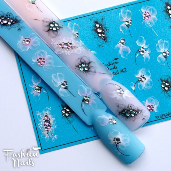 3D Crystal Slider Blumen Frühling Nailart