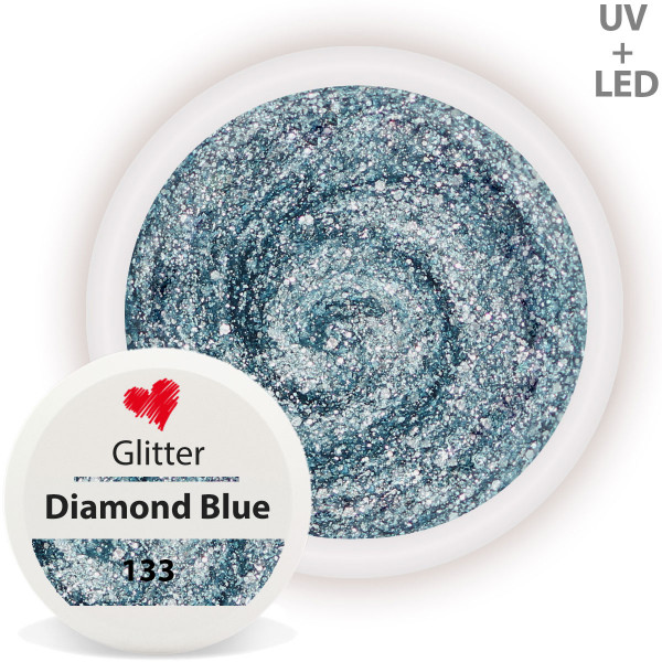 Glitter Farbgel Diamond Blue Blau 5ml Nailart UV-Gel Modellage